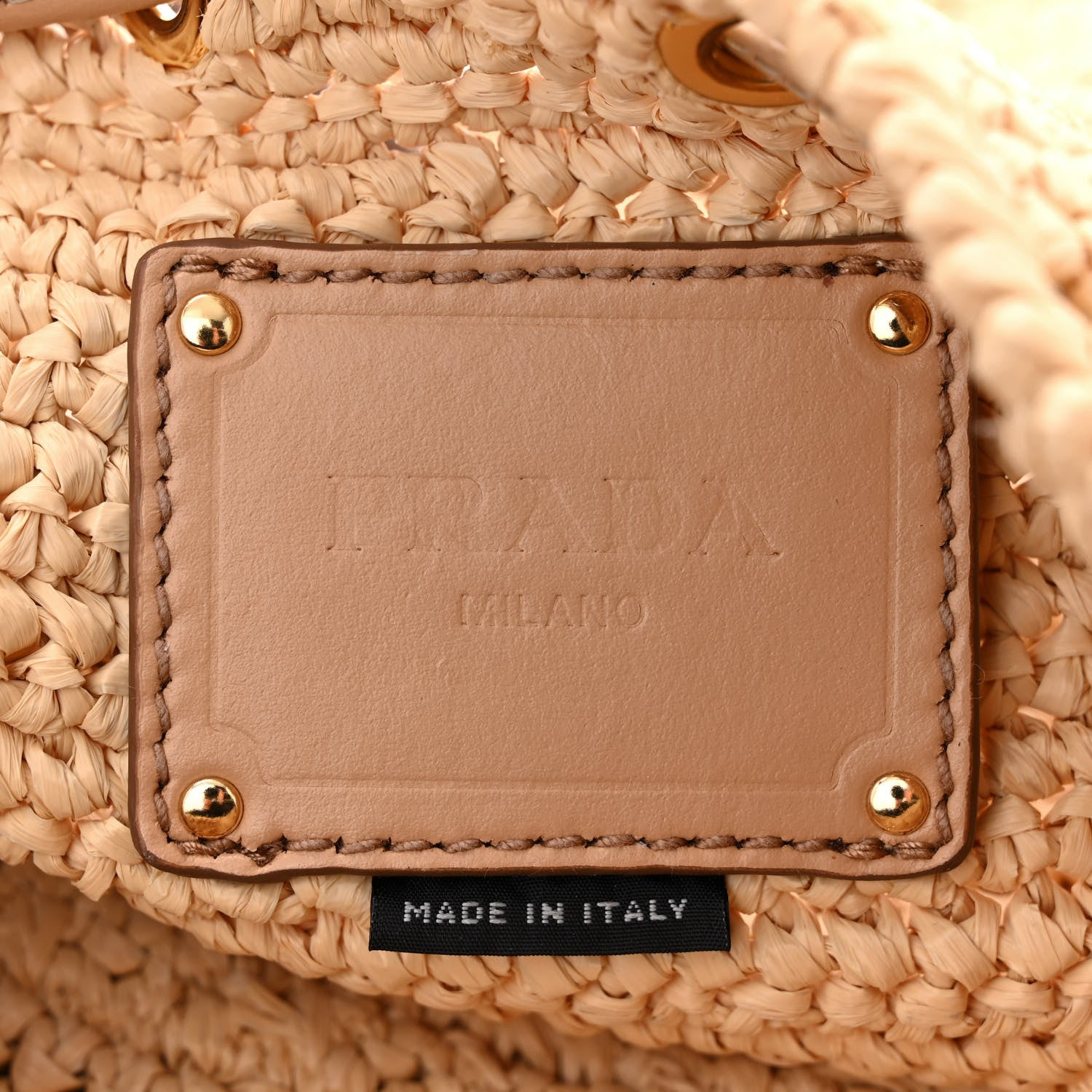 Prada Yarn Raffia Effect Crochet Small Bucket Bag Naturale 6 of 9