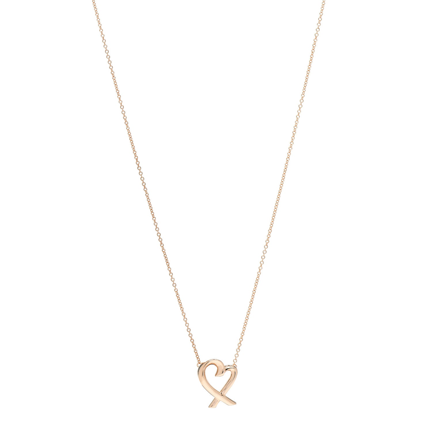 Tiffany 18K Rose Gold Small Paloma Picasso Loving Heart Pendant Necklace 1 of 4