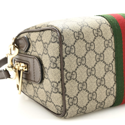 Gucci GG Supreme Monogram Textured Dollar Calfskin Web Mini Ophidia Top Handle Bag Beige Ebony New Acero 9 of 10