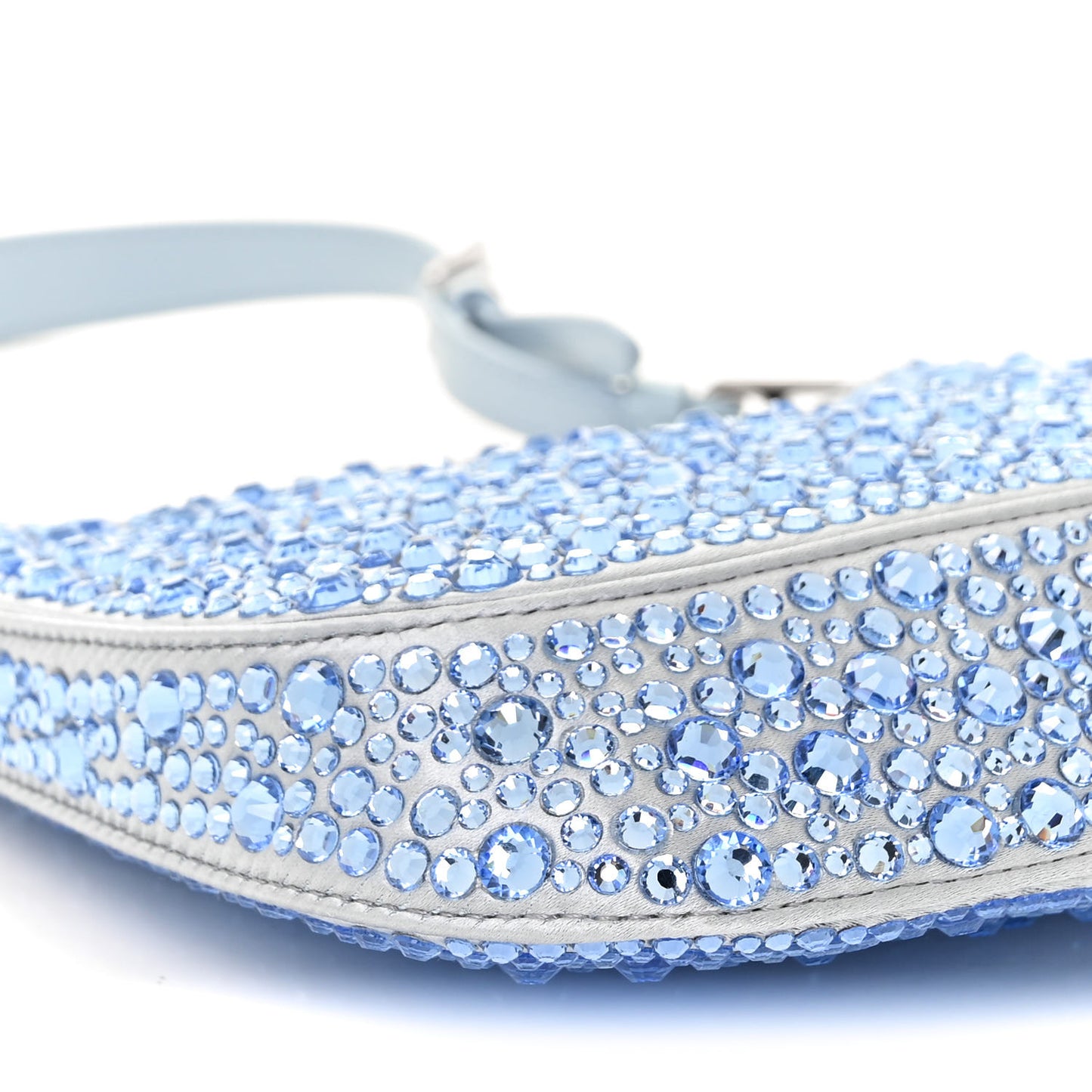 Satin Crystal Cleo Adjustable Strap Shoulder Bag Celeste
