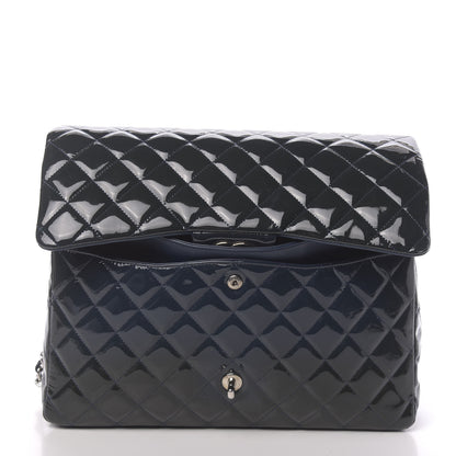 Chanel Patent Quilted Maxi Double Flap Navy Blue 10 of 15