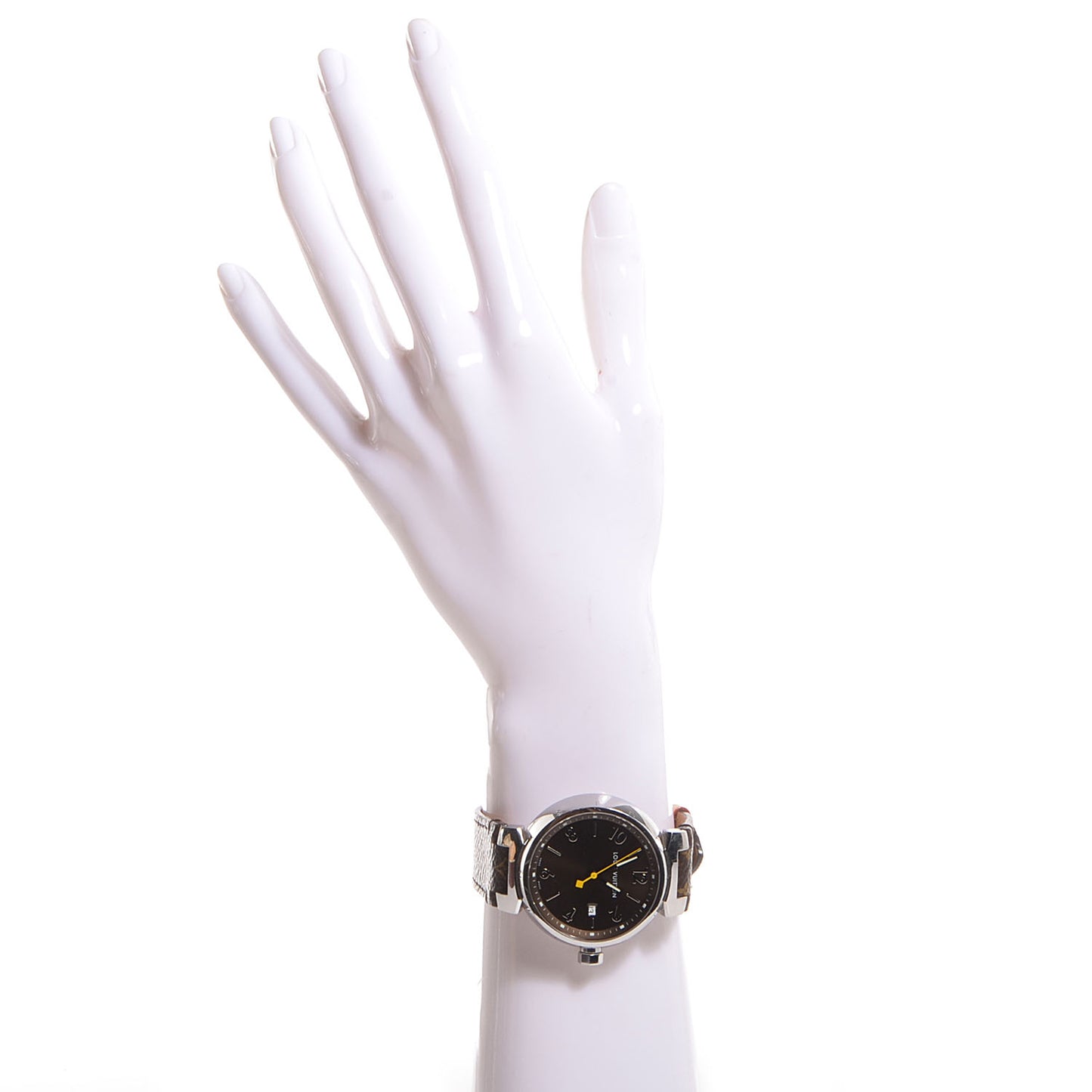 Stainless Steel Monogram 39mm Tambour Quartz Watch Brown