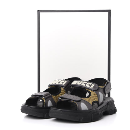 Gucci X SEGA Nappa Mesh Mens Aguru Sandals 11 Loess Black 9 of 9