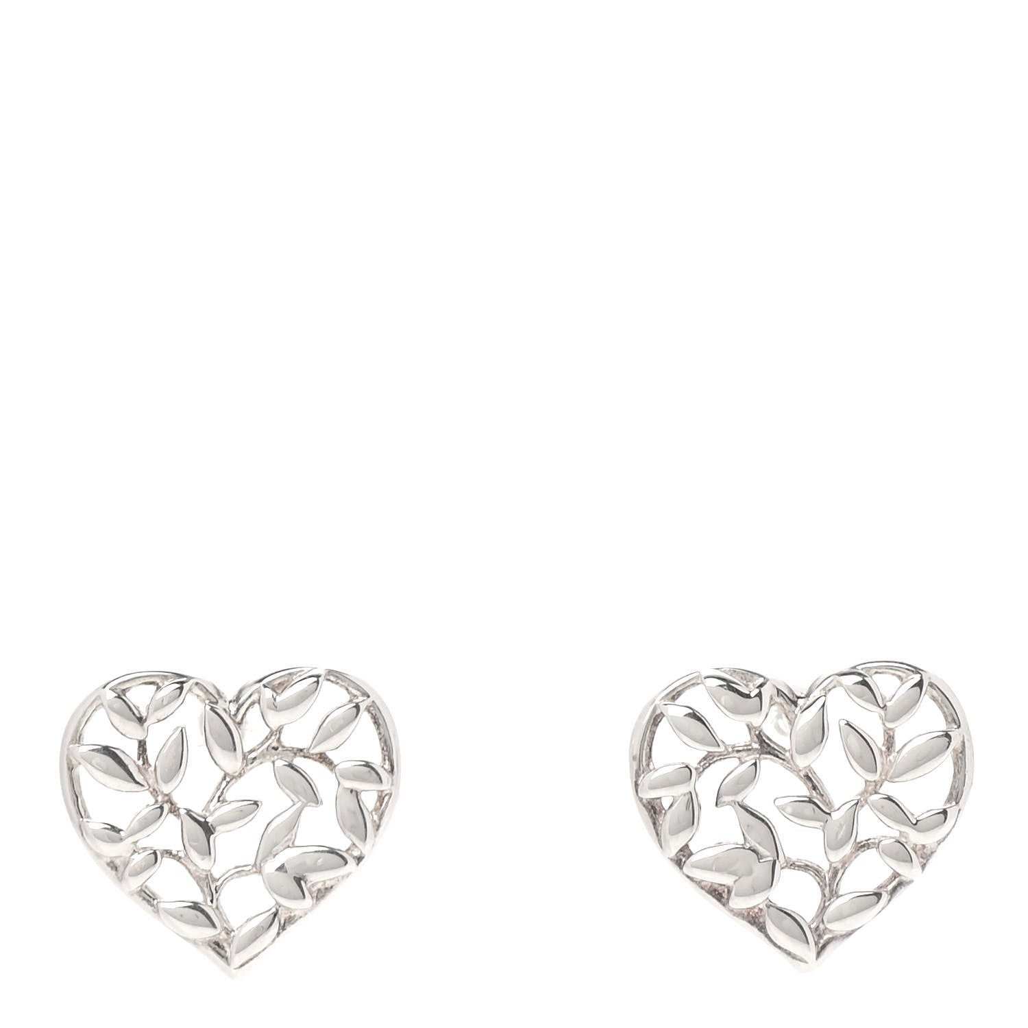 Tiffany Sterling Silver Paloma Picasso Olive Leaf Heart Earrings 1 of 6