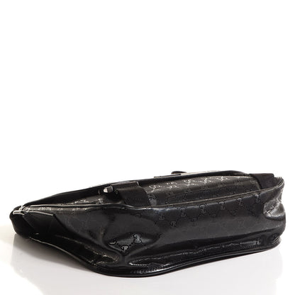 Gucci Imprime Monogram Medium Double Buckle Flap Messenger Bag Black 4 of 7