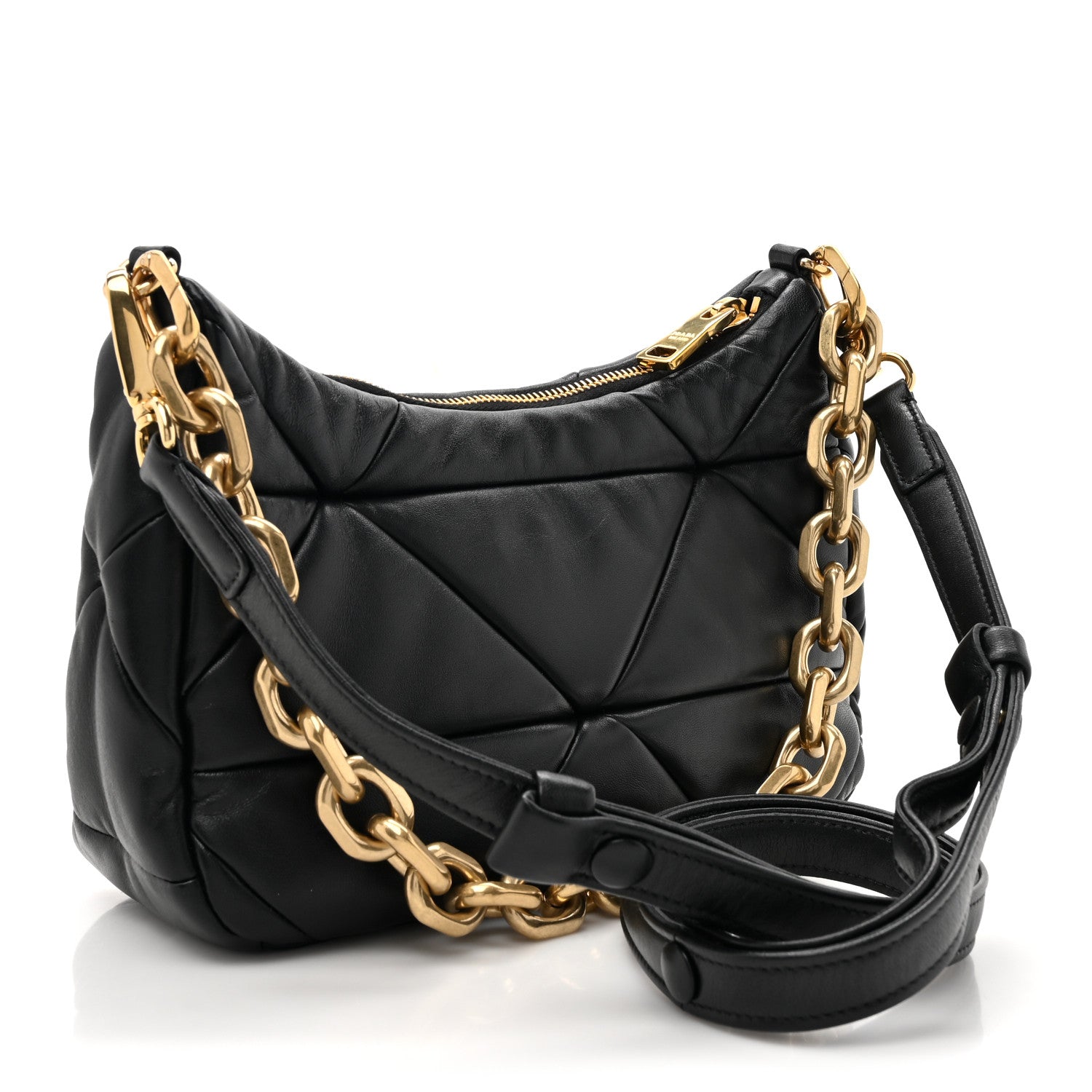 Prada Nappa Triangle Quilted Patchwork System Bag Black 3 of 10