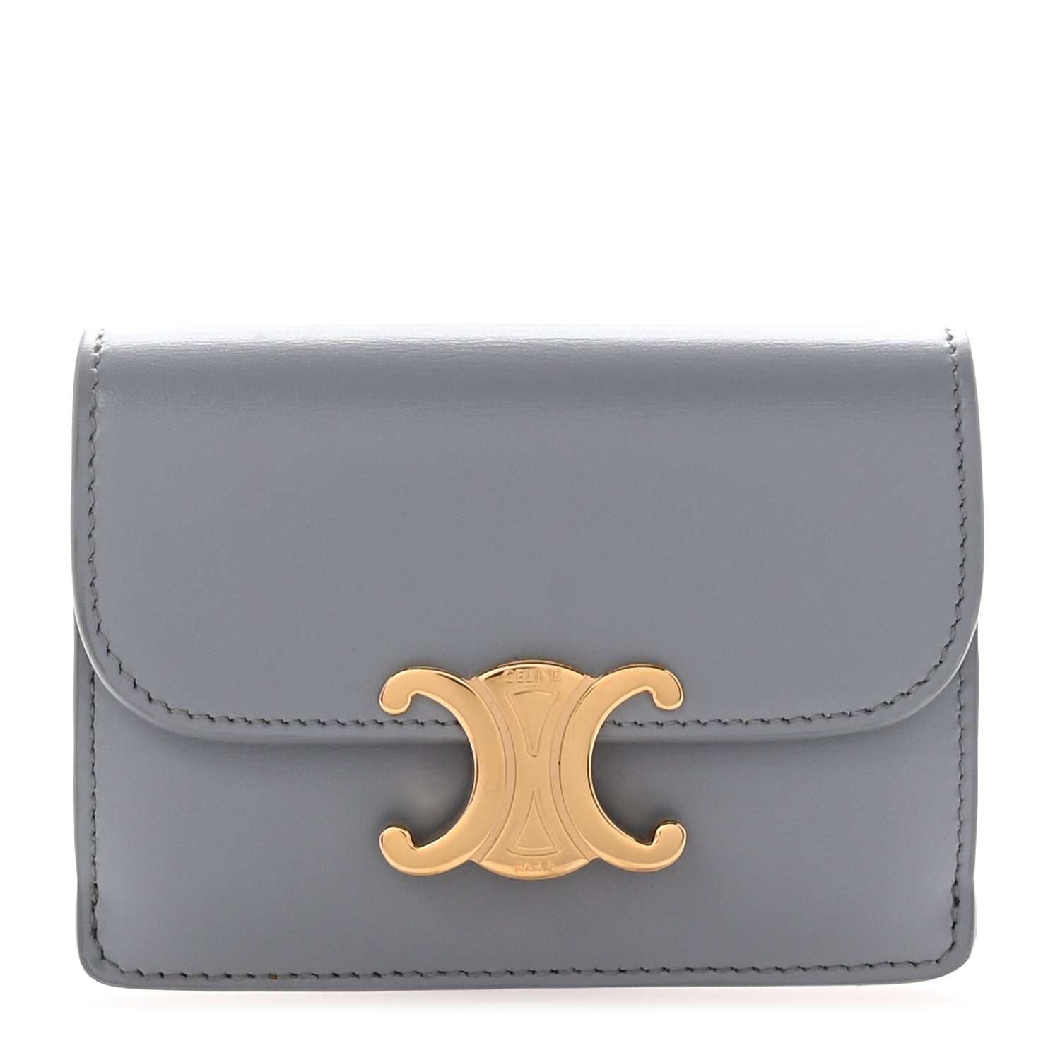 Celine Shiny Calfskin Triomphe Flap Card Holder Pearl Blue 1 of 8