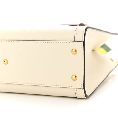 Gucci Textured Dollar Calfskin Web Small Diana Tote Bag Mystic White 10 of 14