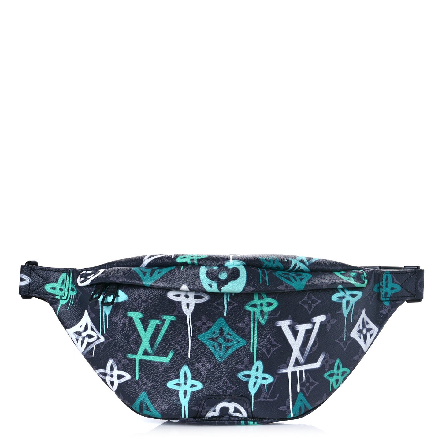 Monogram Eclipse LV Graffiti Discovery Bumbag Green Lights