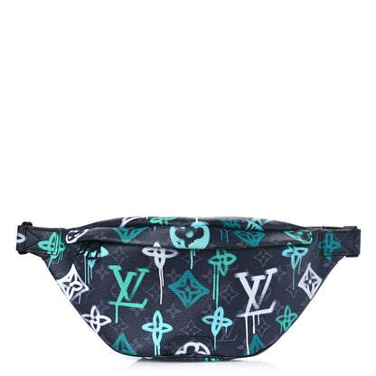 Louis Vuitton Monogram Eclipse LV Graffiti Discovery Bumbag Green Lights 1 of 8