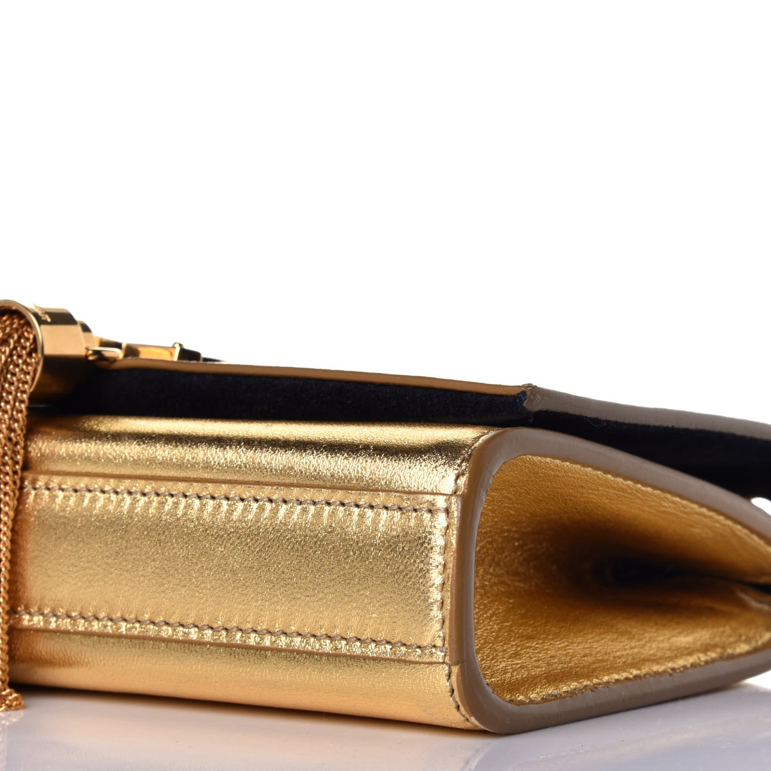 Saint Laurent Metallic Calfskin Small Classic Monogram Kate Tassel Satchel Gold 8 of 8