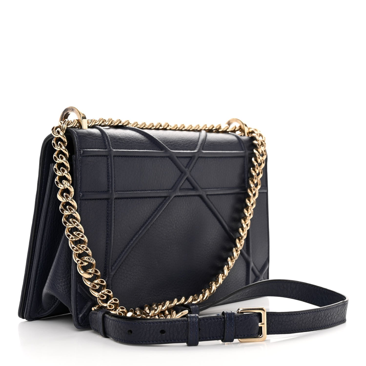 Christian Dior Grained Calfskin Medium Diorama Flap Bag Indigo Blue 3 of 9