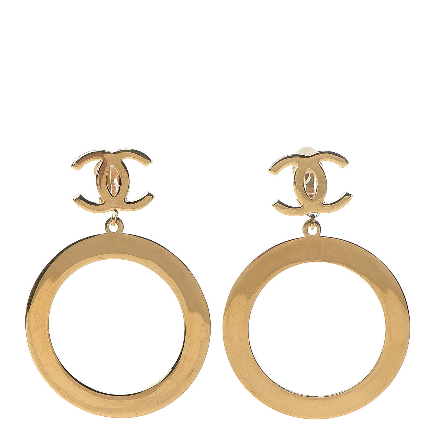 CC Hoop Clip On Earrings Gold