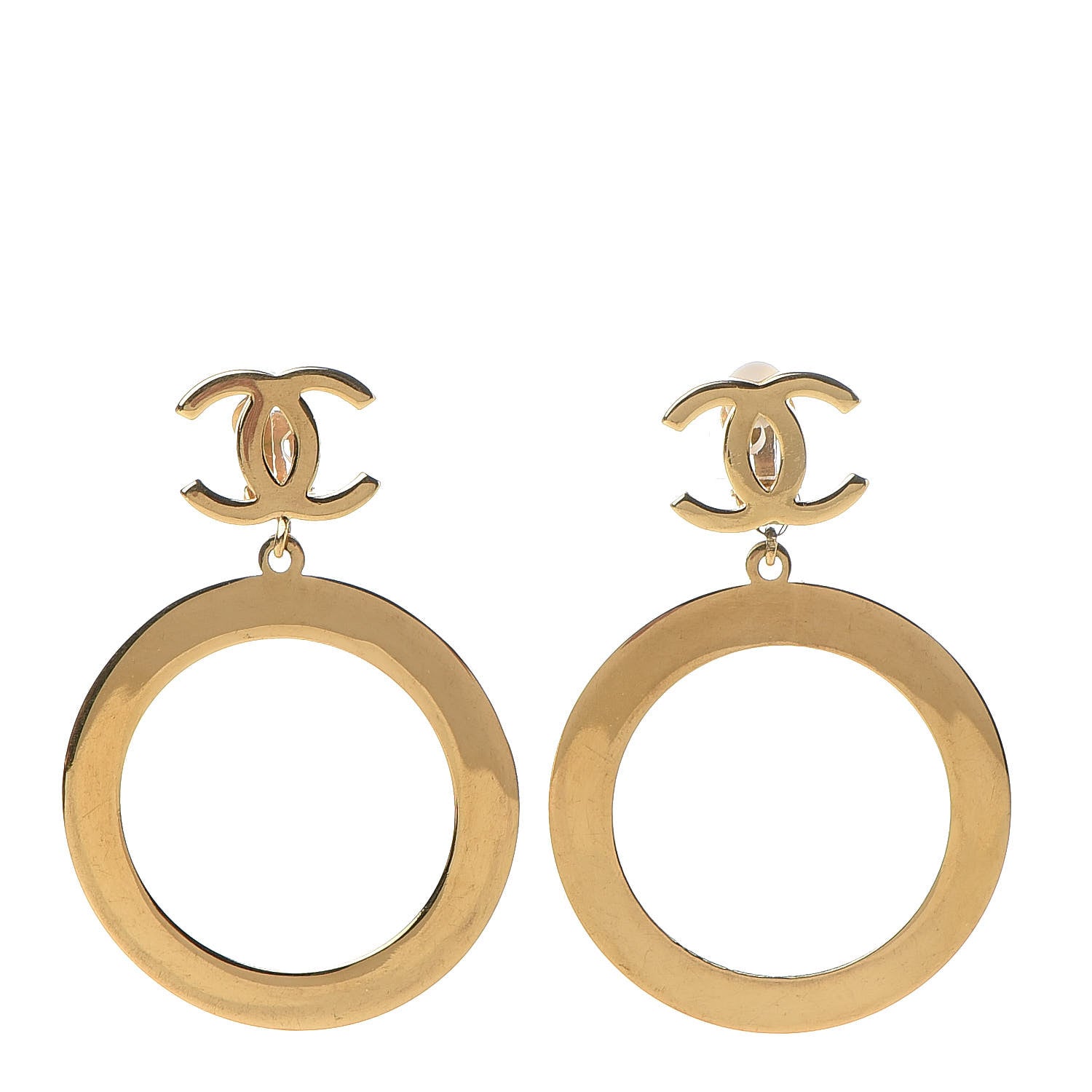 Chanel CC Hoop Clip On Earrings Gold 1 of 5