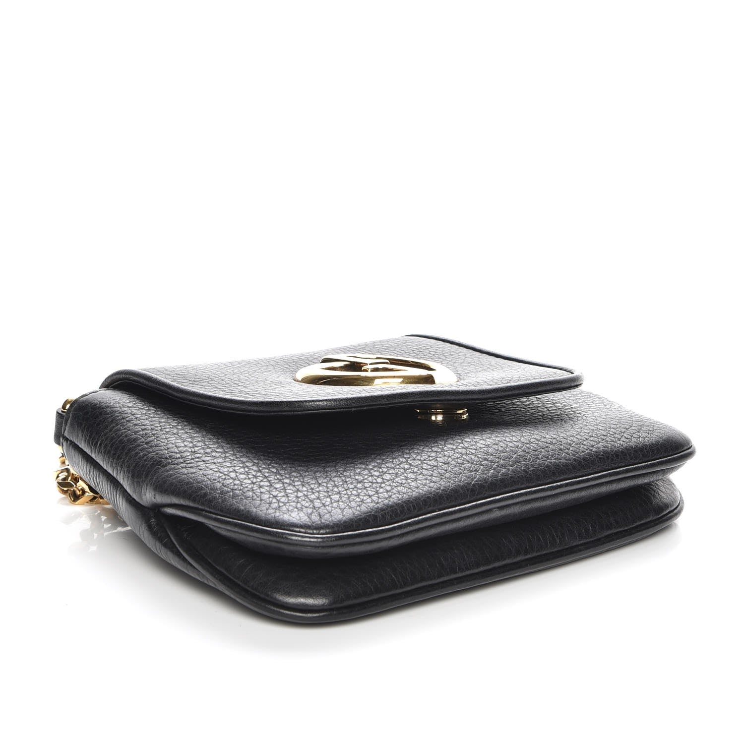 Gucci Pebbled Calfskin Small 1973 Chain Shoulder Bag Black 4 of 8