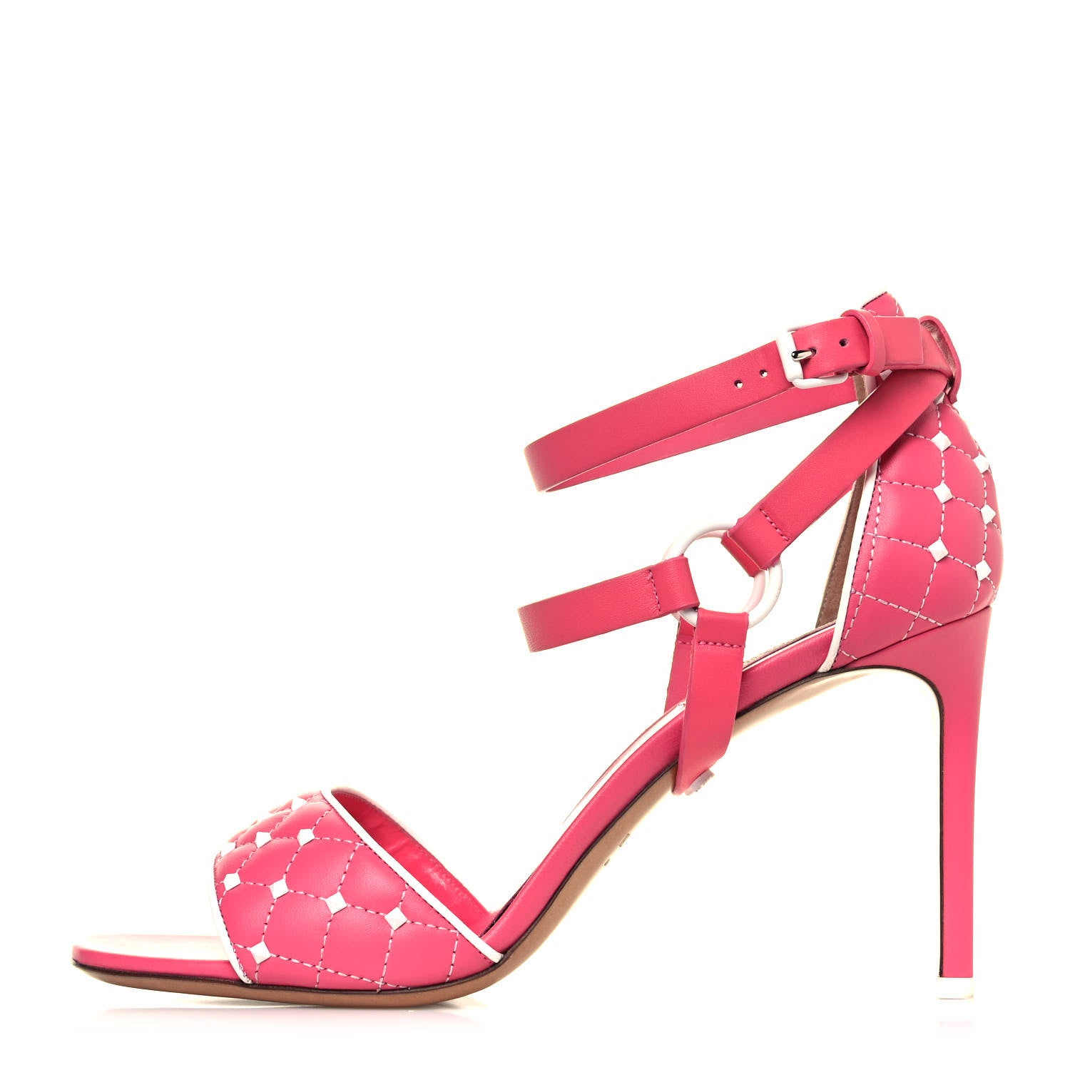Valentino Garavani Nappa Free Rockstud Spike 90mm Ankle Strap Sandals 40 Shadow Pink Optic White 1 of 10
