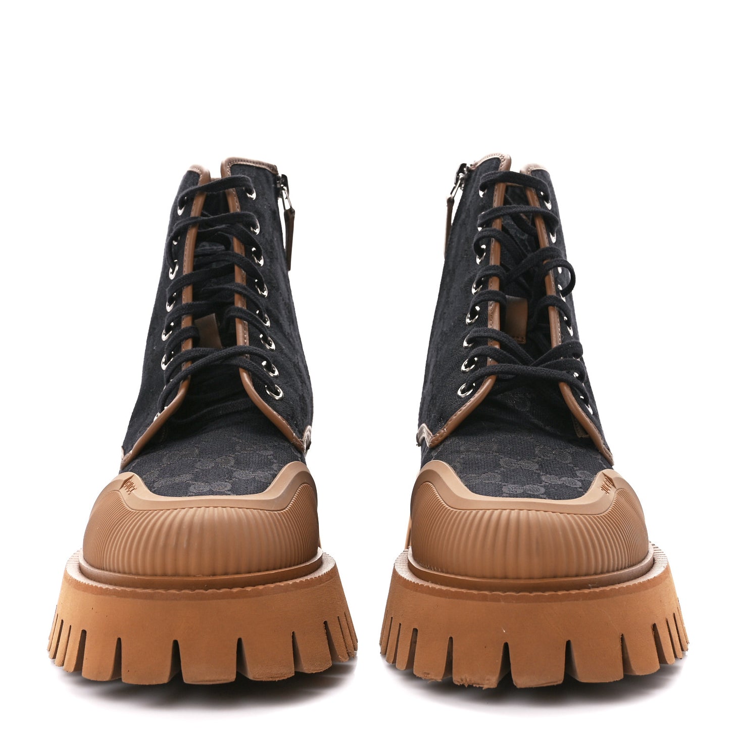 Monogram Miro Soft Calfskin Mens Lace Up Combat Boots 9 Black Koi Beige