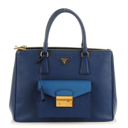 Prada Saffiano Lux Galleria Front Pocket Tote Bluette Cobalto 1 of 9