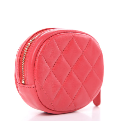 Chanel Lambskin Quilted Zip Around Classic Coin Purse Light Red 3 of 9
