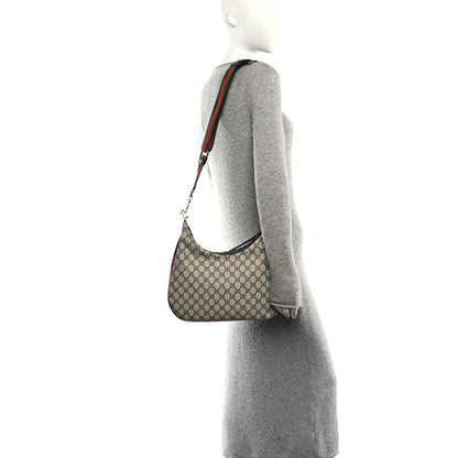 Gucci GG Supreme Monogram Textured Calfskin Web Large Attache Shoulder Bag Beige Blue 2 of 10