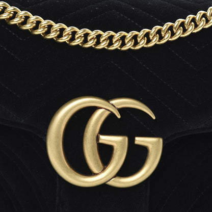 Gucci Velvet Matelasse Medium GG Marmont Shoulder Bag Black 8 of 12