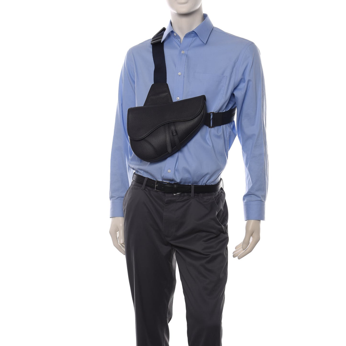 Grained Calfskin Saddle Bag Navy Blue