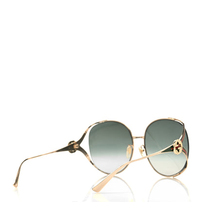 Gucci Metal Oversized Round Frame GG0225S Sunglasses Gold 4 of 8