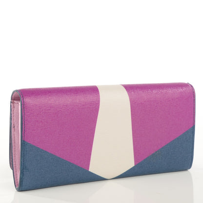 Fendi Vitello Elite Crystal Eye Monster Continental Wallet Cobalt Lavender Pink 3 of 9