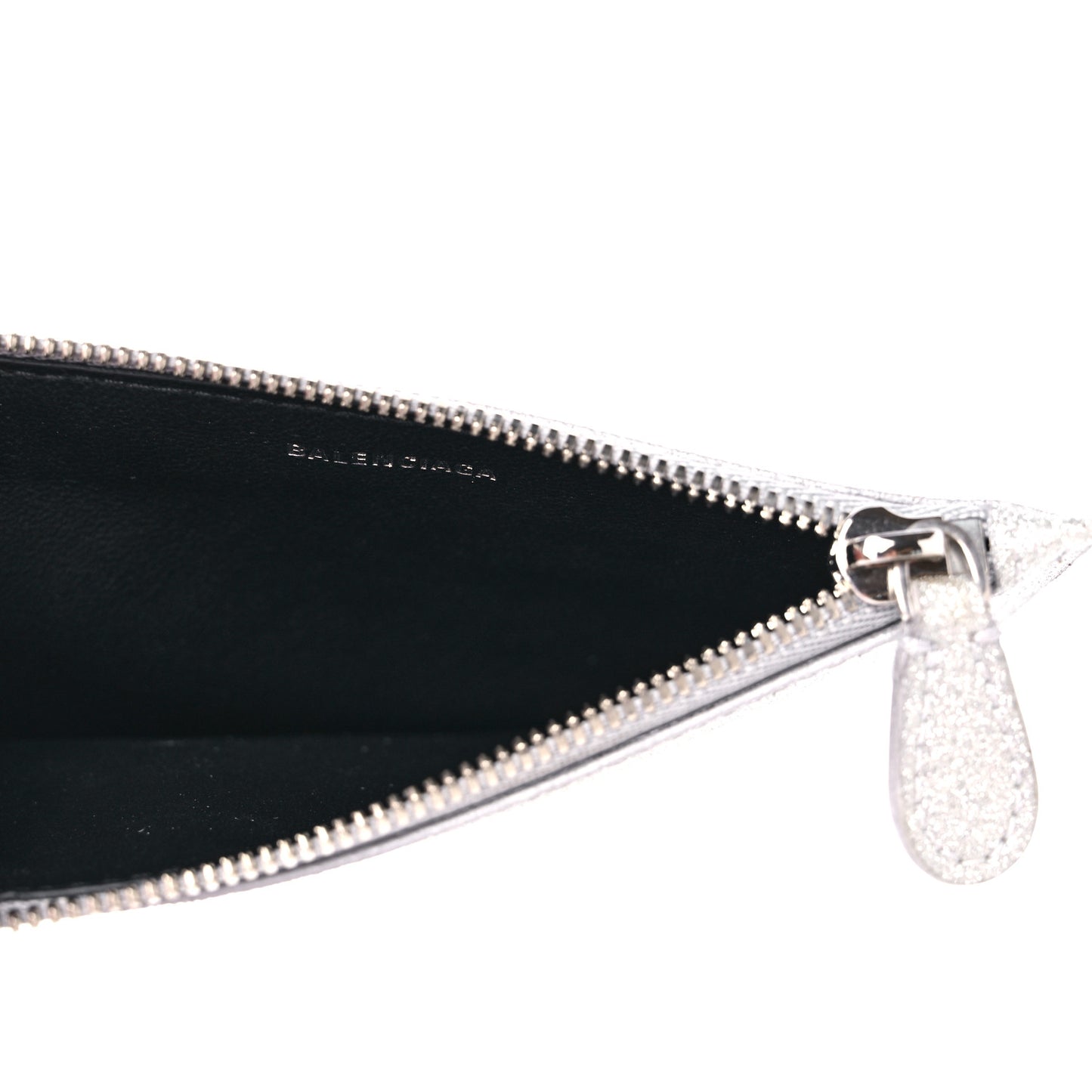 Sparkling Fabric Logo Large Cash Long Coin Card Holder Silver