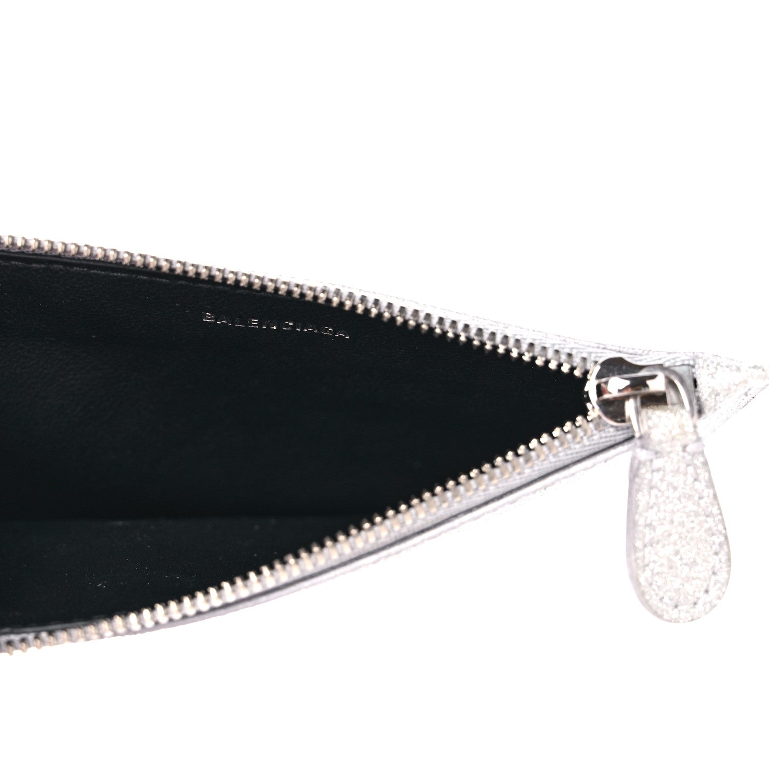 Balenciaga Sparkling Fabric Logo Large Cash Long Coin Card Holder Silver 5 of 8