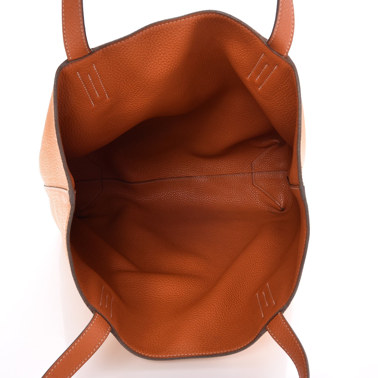 Hermes Taurillon Clemence Double Sens 36 Reversible Tote Orange Curry 9 of 12