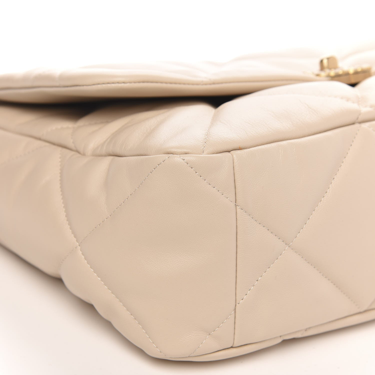 Chanel Lambskin Quilted Maxi Chanel 19 Flap Light Beige 8 of 12