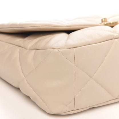 Chanel Lambskin Quilted Maxi Chanel 19 Flap Light Beige 8 of 12