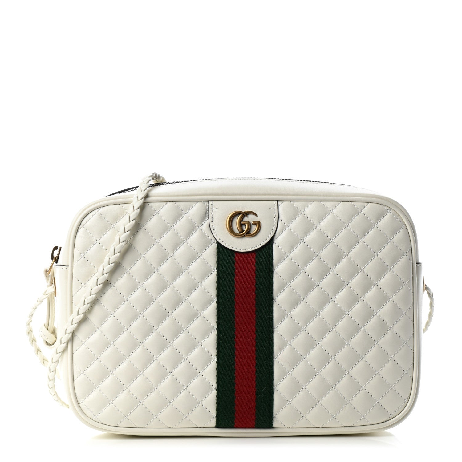 Gucci Calfskin Web Trapuntata Small Shoulder Bag Off White 1 of 5