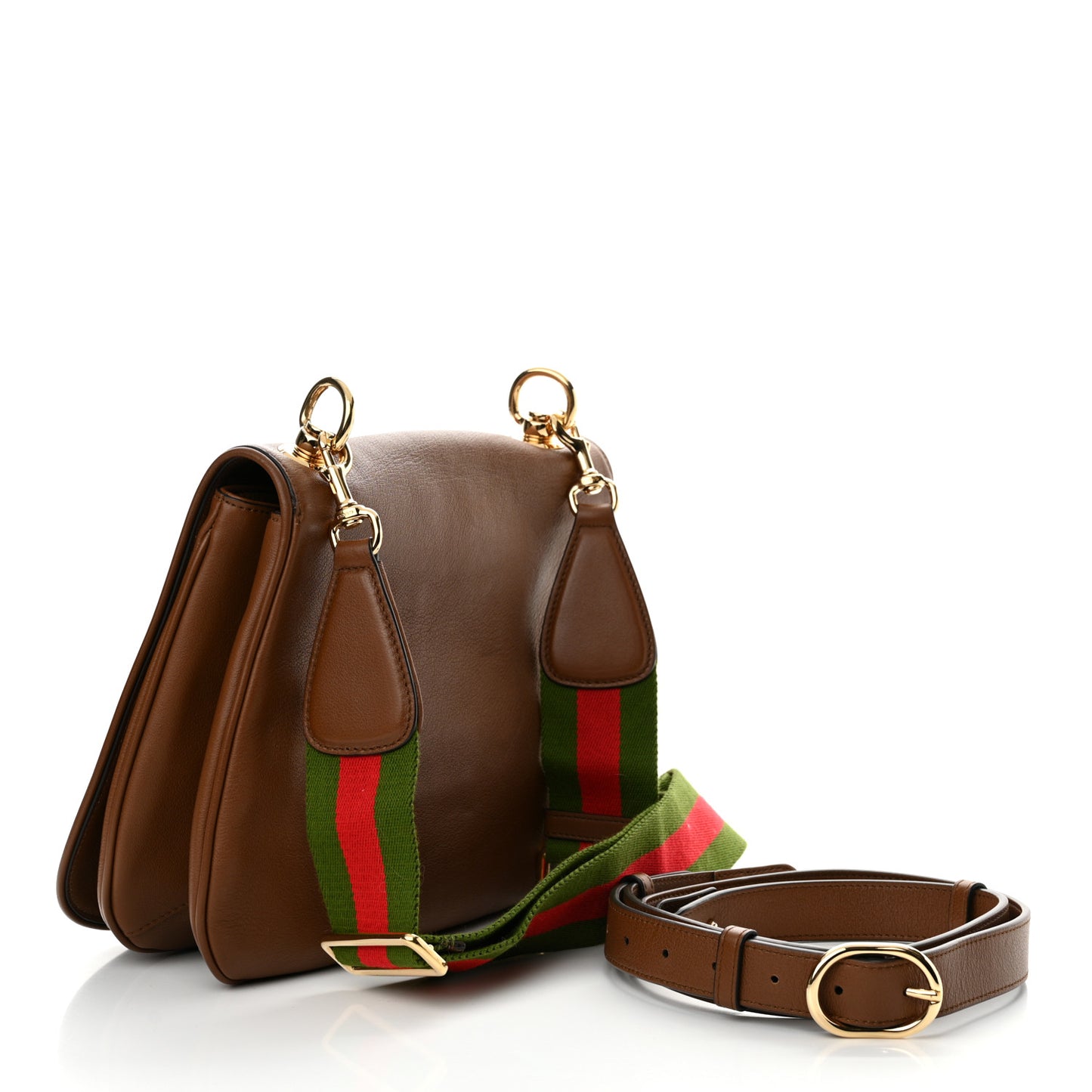 Roxy Calfskin Web Medium Blondie Shoulder Flap Bag Cuir