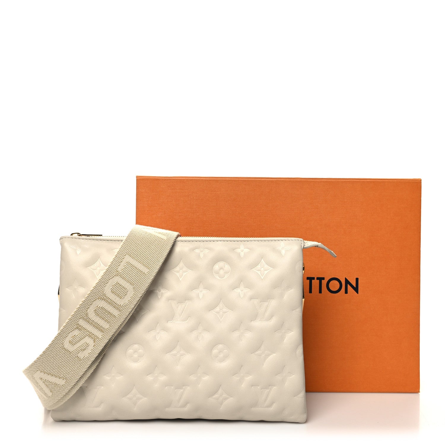Louis Vuitton Lambskin Embossed Monogram Coussin PM Beige Cream 12 of 12