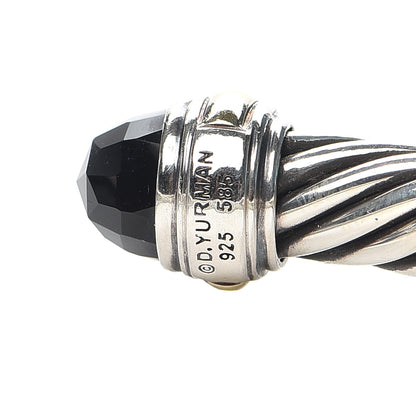 David Yurman Sterling Silver 14K Yellow Gold Black Onyx 7mm Cable Classics Bracelet 5 of 5