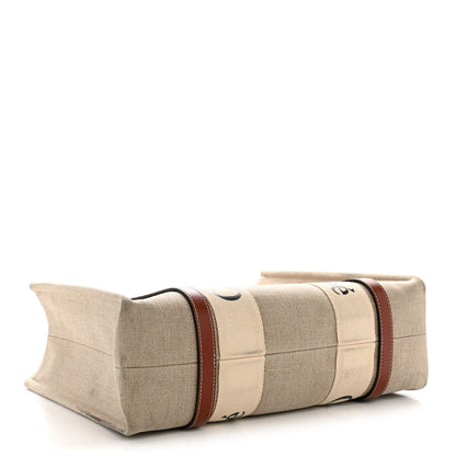 Chloe Linen Calfskin Medium Woody Ribbon Tote White Brown 4 of 14
