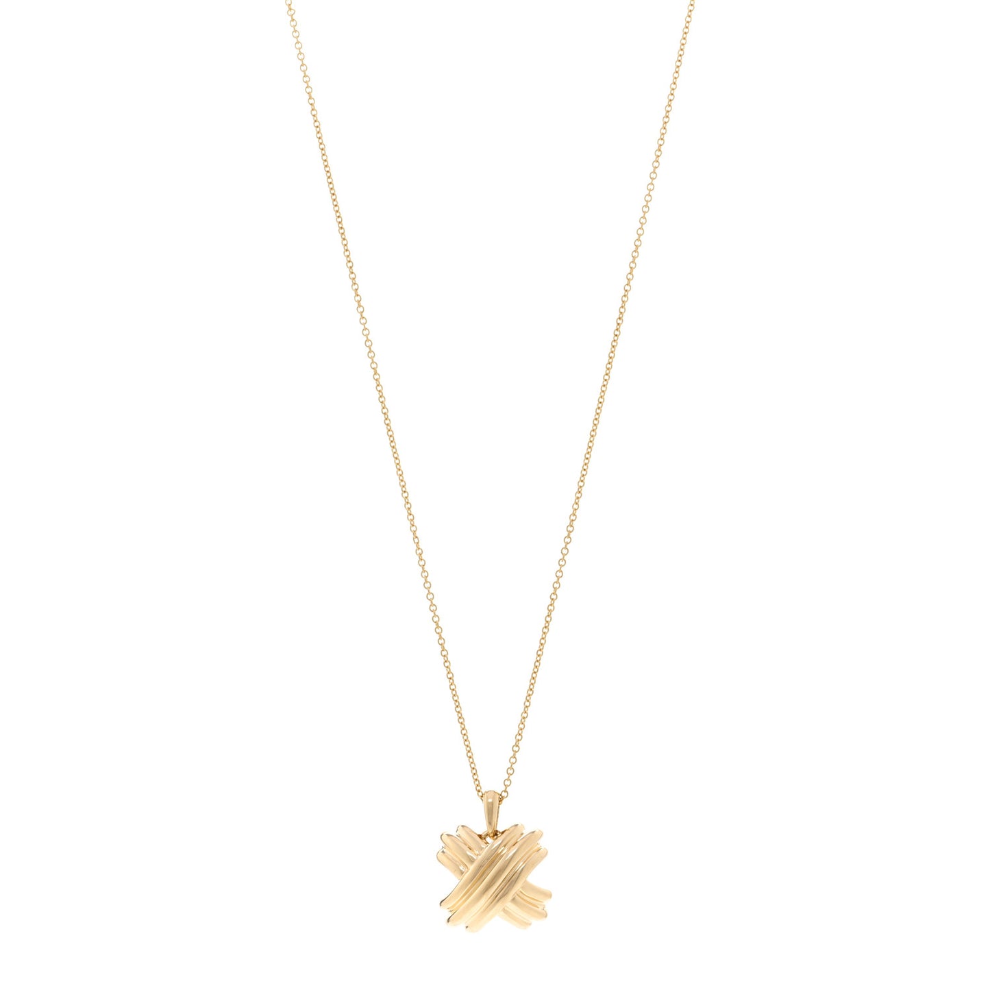 18K Yellow Gold Large Signature X Pendant Necklace