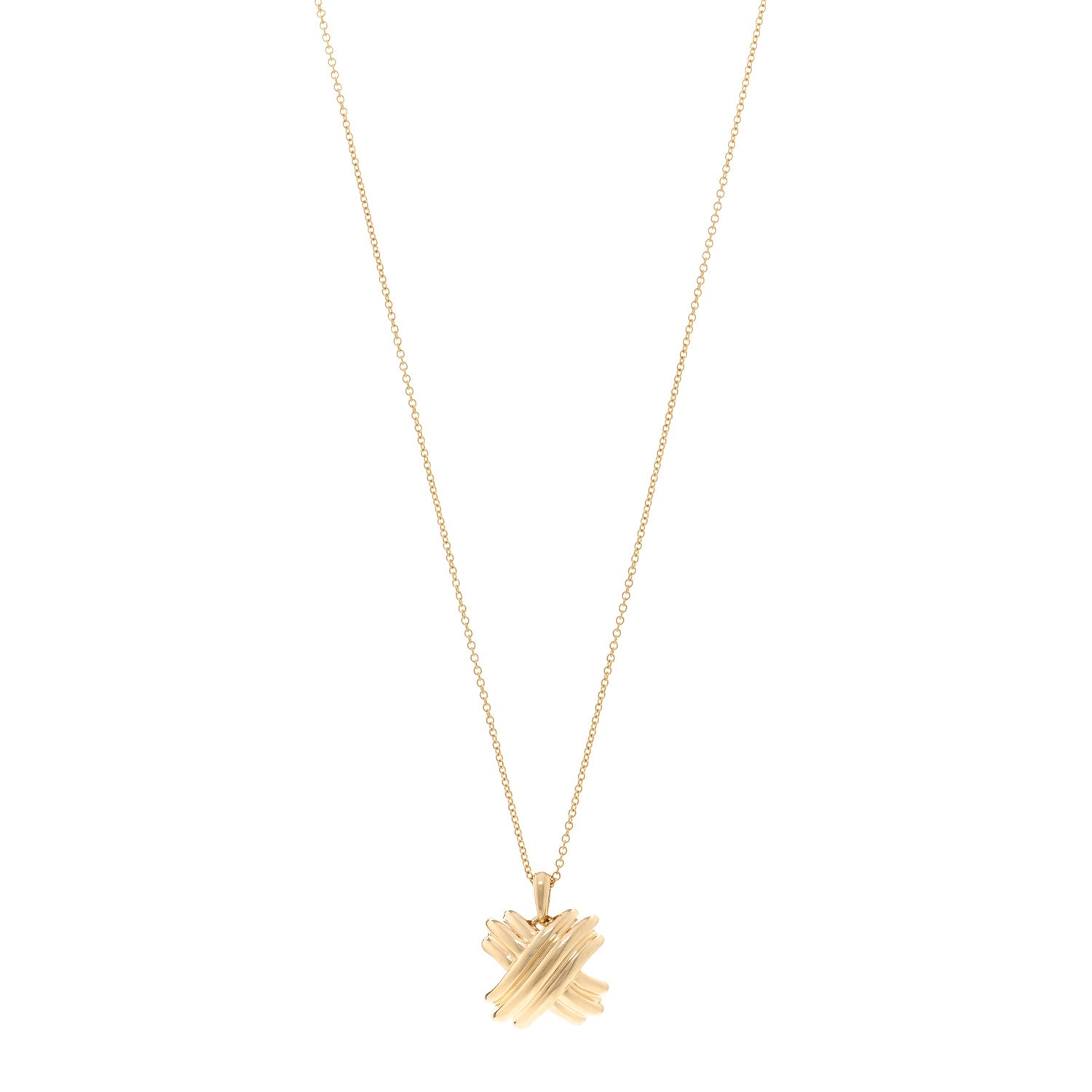 Tiffany 18K Yellow Gold Large Signature X Pendant Necklace 1 of 4