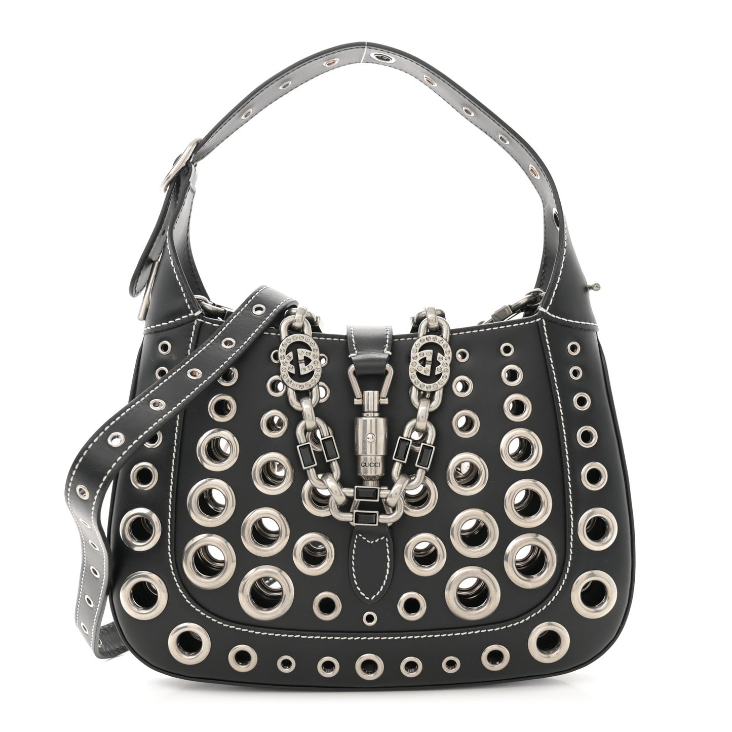 Calfskin Ha Ha Ha Jackie 1961 Eyelet Hobo Black