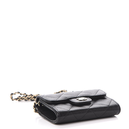 Chanel Caviar Quilted Flap Card Holder On Chain Black 4 of 12