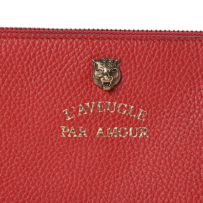 Gucci Pebbled Calfskin Animalier Tiger Zip Pouch Red 8 of 10