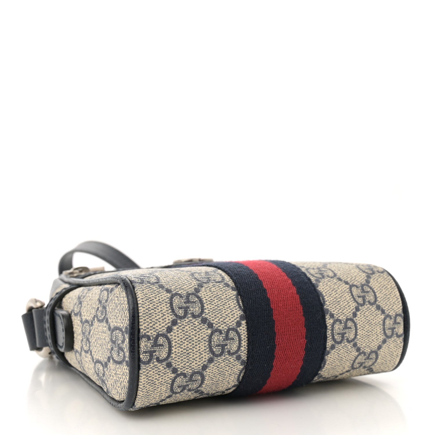 Gucci GG Supreme Monogram Textured Calfskin Web Mini Ophidia Messenger Beige Blue 4 of 10
