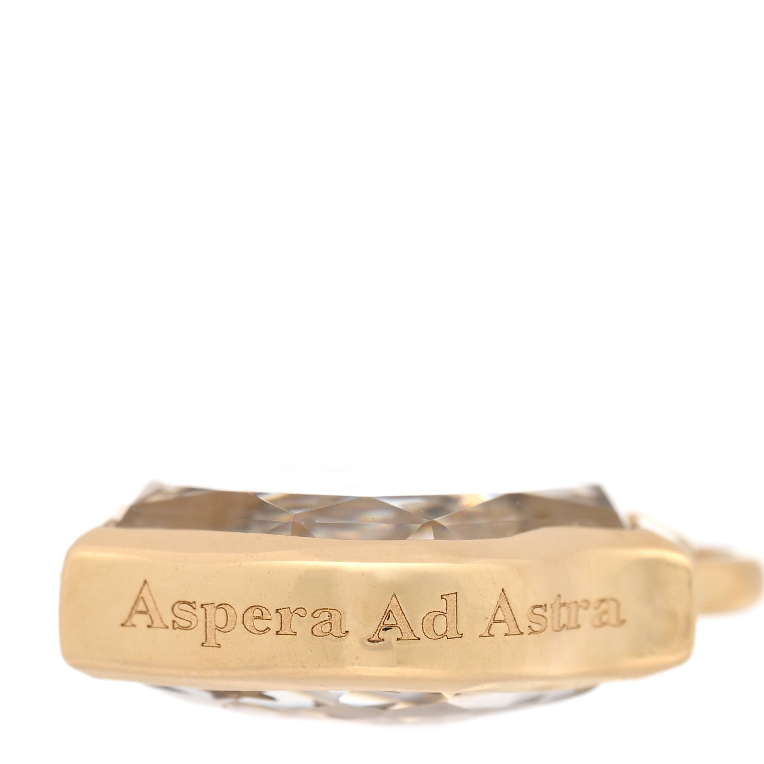 Foundrae 18K Yellow Gold Rock Crystal Small Per Aspera Ad Astra Sealed Gemstone Crest Pendant 4 of 5