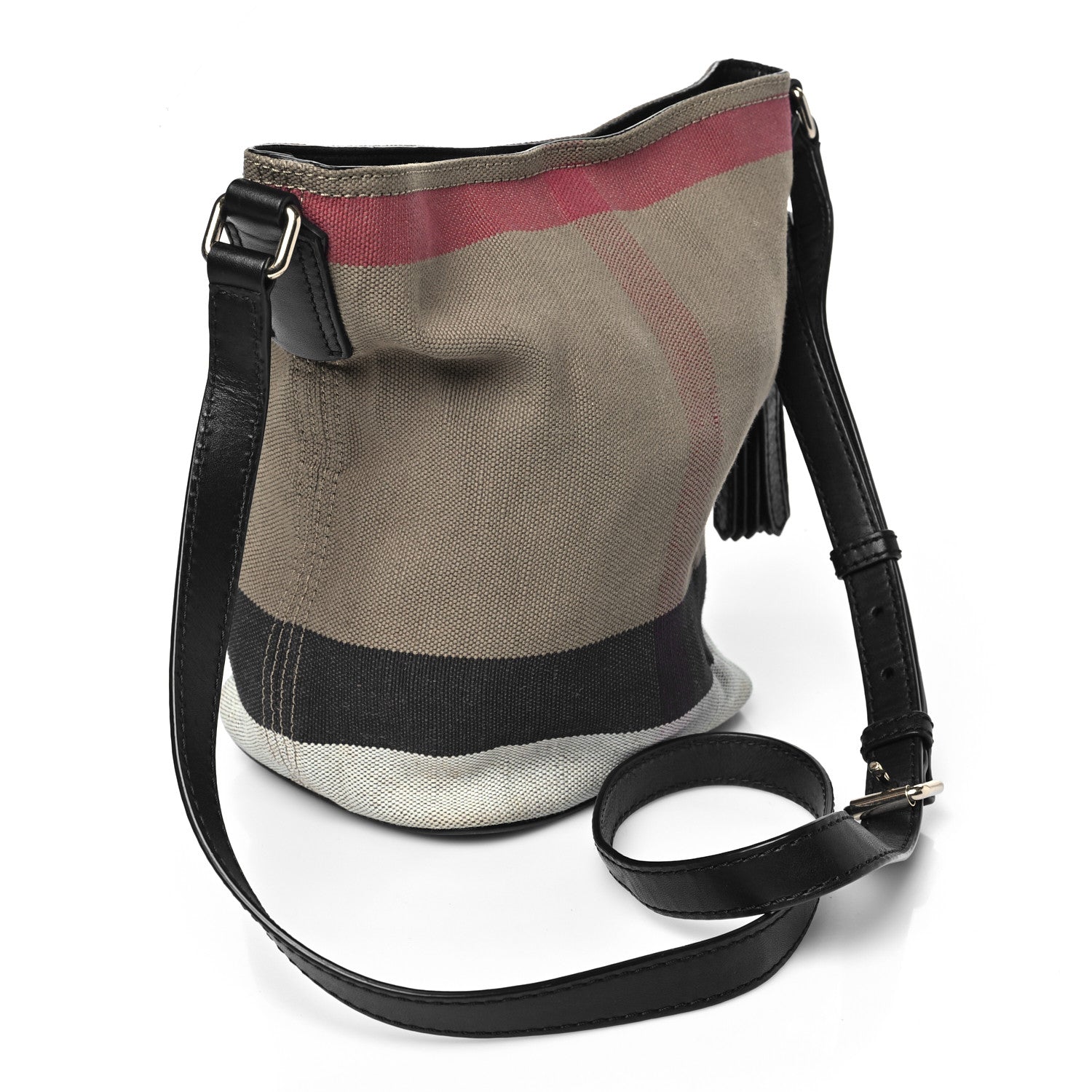 Burberry Canvas Mega Check Medium Ashby Bucket Bag Brown 4 of 10