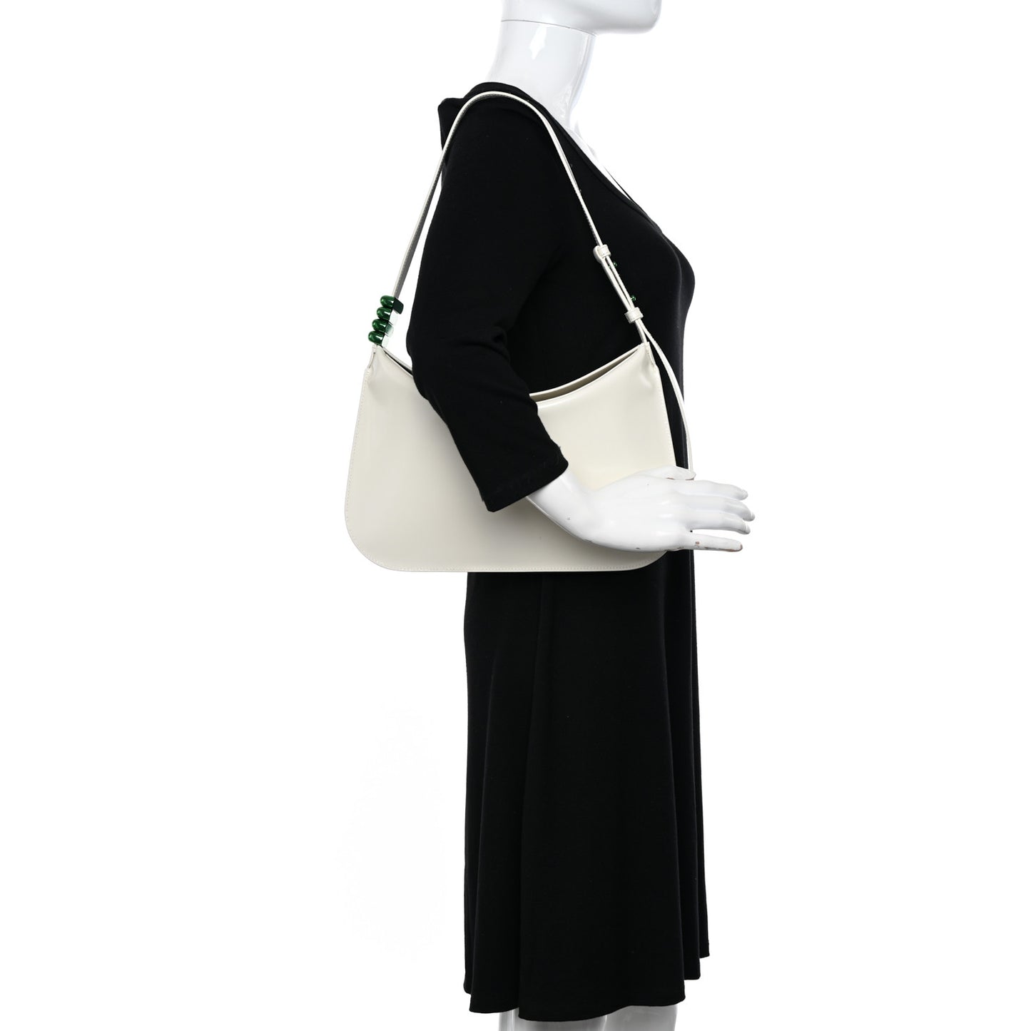 Brushed Calfskin Cradle Fold Over Shoulder Bag White Parakeet