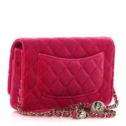 Chanel Velvet Quilted Pearl Crush Wallet On Chain WOC Pink 3 of 11