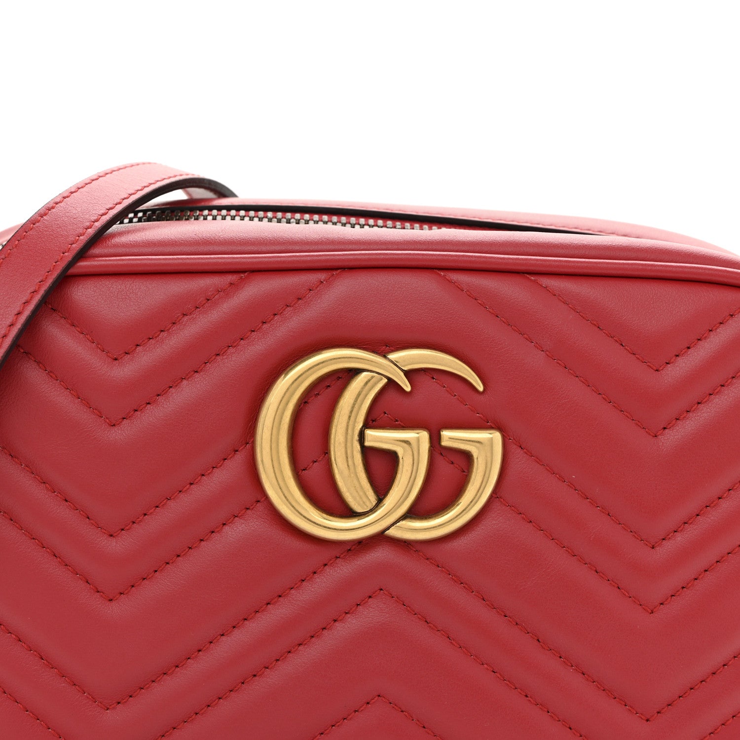 Gucci Calfskin Matelasse Small GG Marmont Chain Shoulder Bag Hibiscus Red 16 of 20