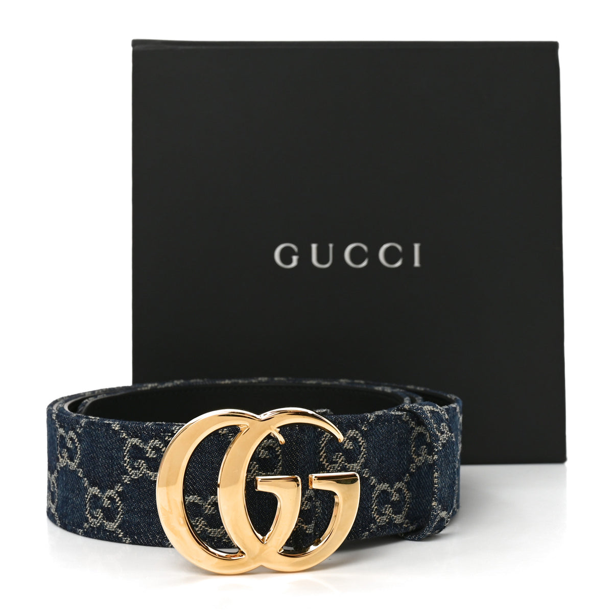 Gucci New Denim Interlocking G Belt 105 42 Dark Blue 6 of 6